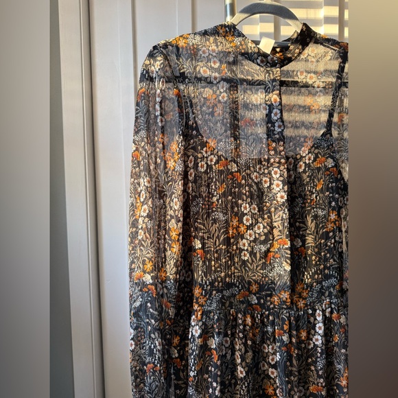 H&M Black Floral Long Sleeve Dress - Picture 3 of 5
